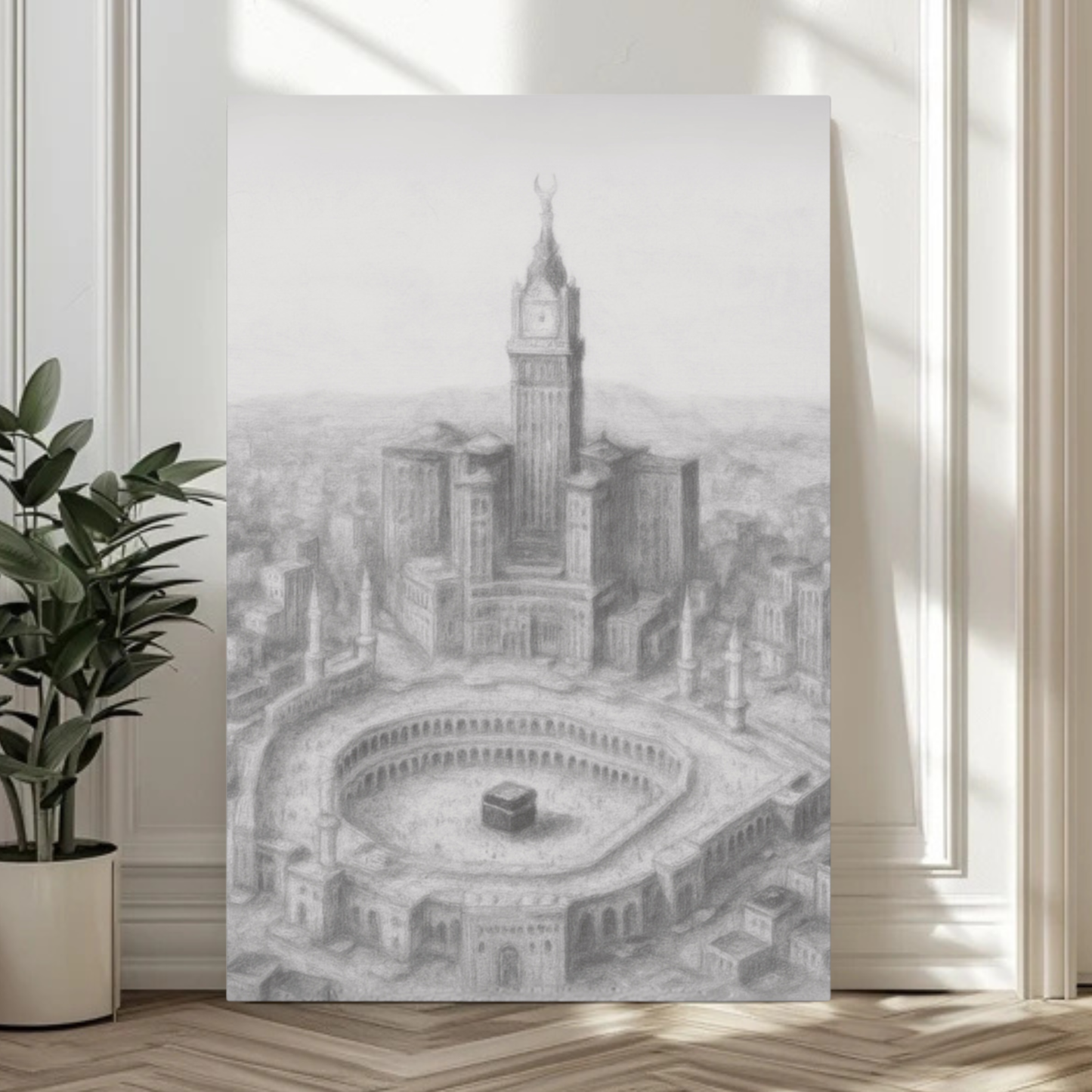 Makkah Skyline Canvas – Kaaba & Clock Tower Art (1.25" Depth)