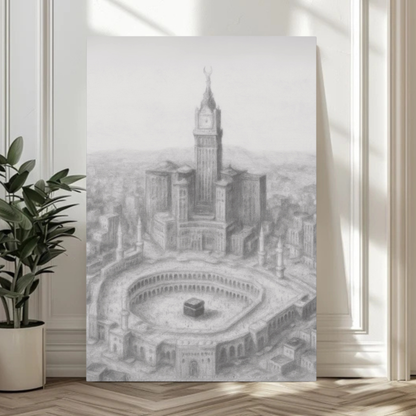 Makkah Skyline Canvas – Kaaba & Clock Tower Art (1.25" Depth)