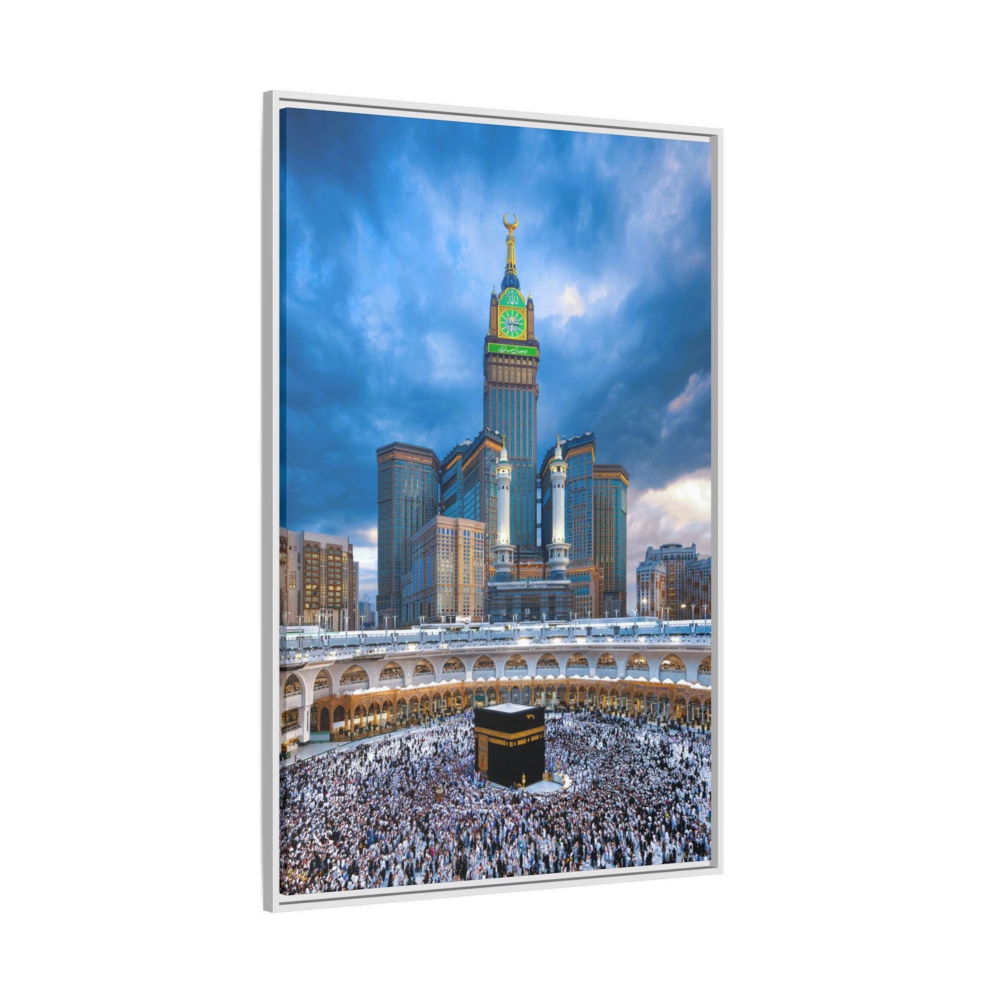 Kaaba & Clock Tower – Classic Makkah Framed Canvas