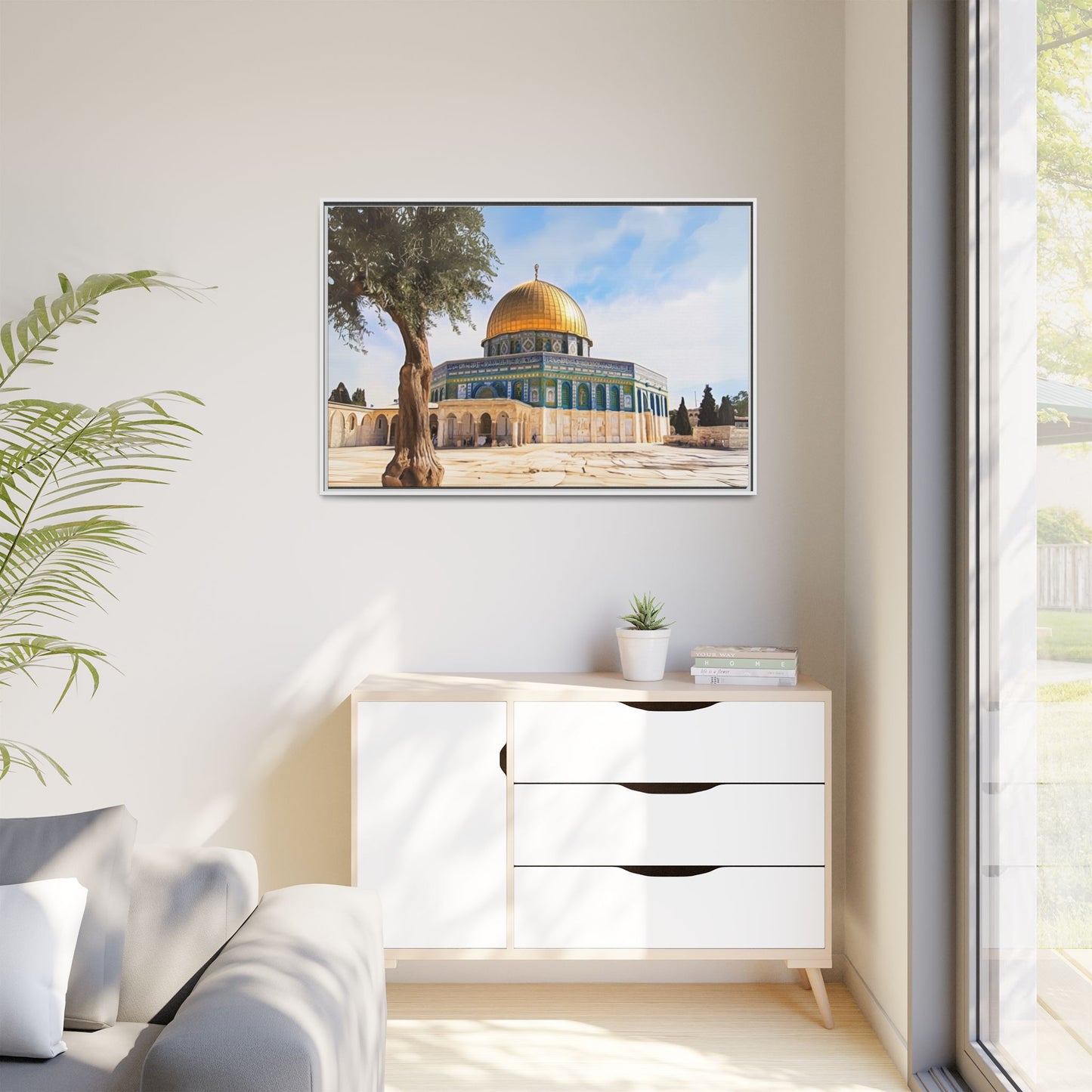 Dome of the Rock – Golden Dome & Olive Trees Framed Canvas