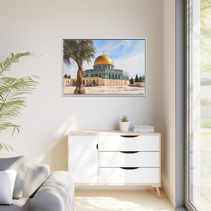 Dome of the Rock – Golden Dome & Olive Trees Framed Canvas