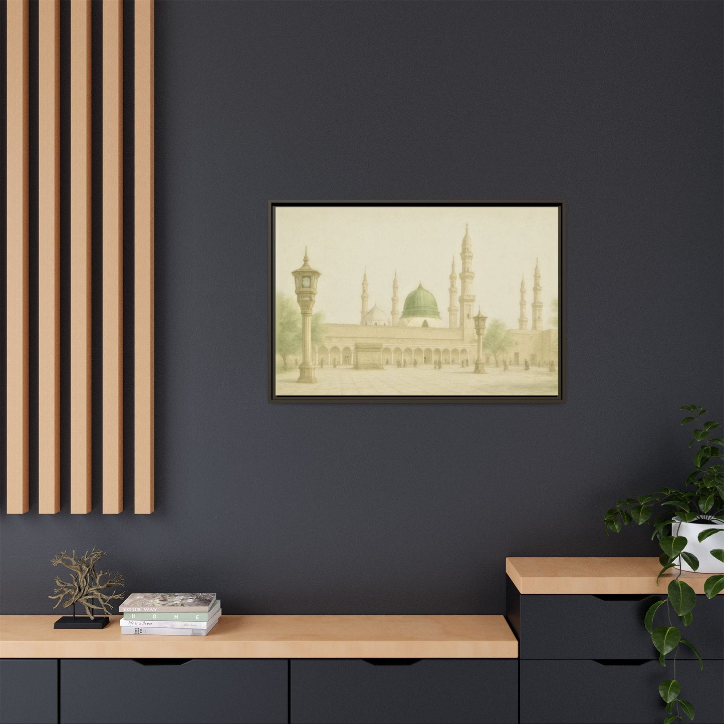 Masjid An-Nabawi Medina – Green Dome Framed Canvas