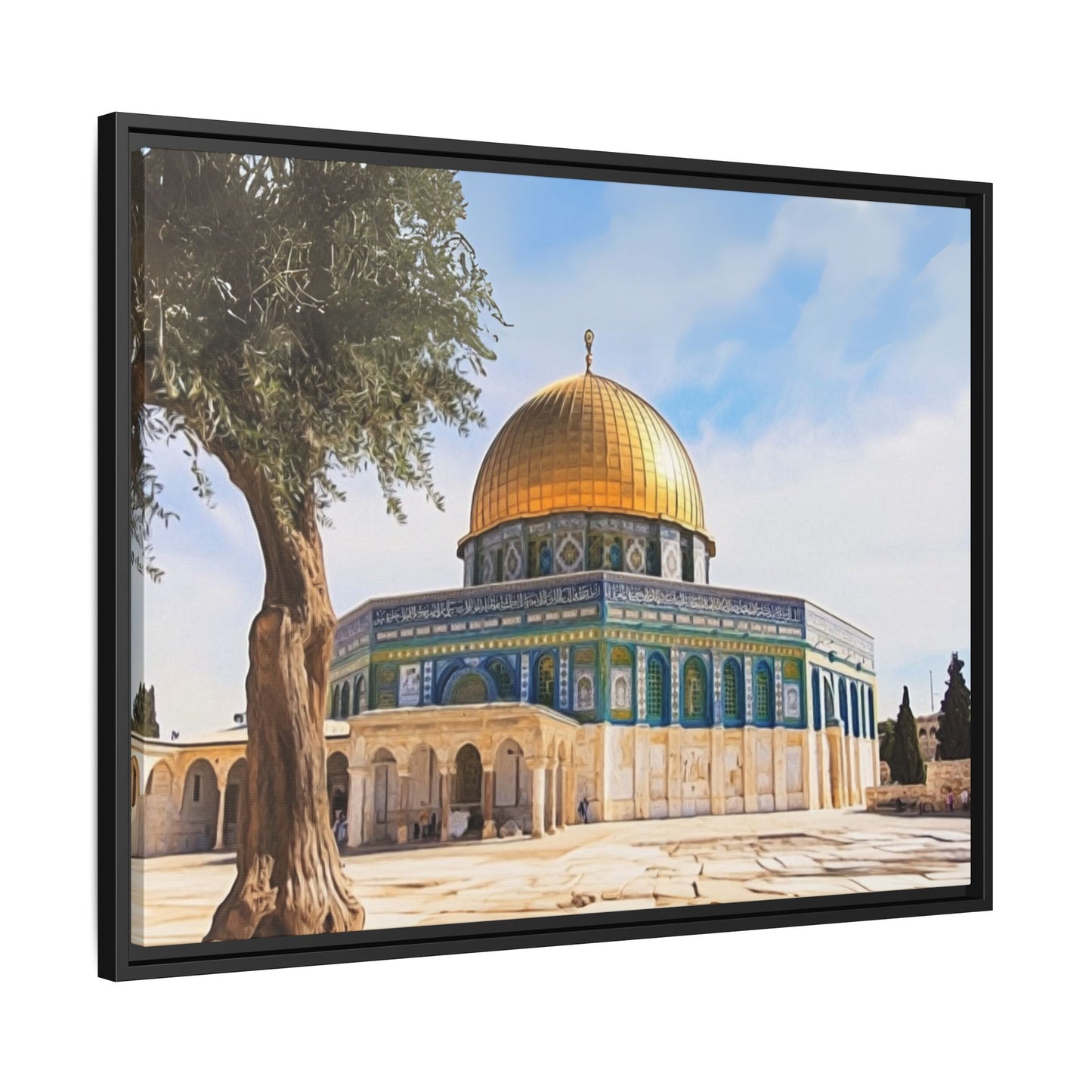 Dome of the Rock – Golden Dome & Olive Trees Framed Canvas