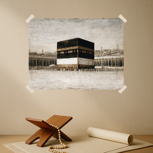 Vintage Kaaba Hajj Poster - Islamic Wall Art Print