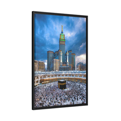 Kaaba & Clock Tower – Classic Makkah Framed Canvas
