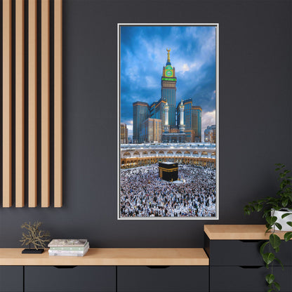 Kaaba & Clock Tower – Classic Makkah Framed Canvas
