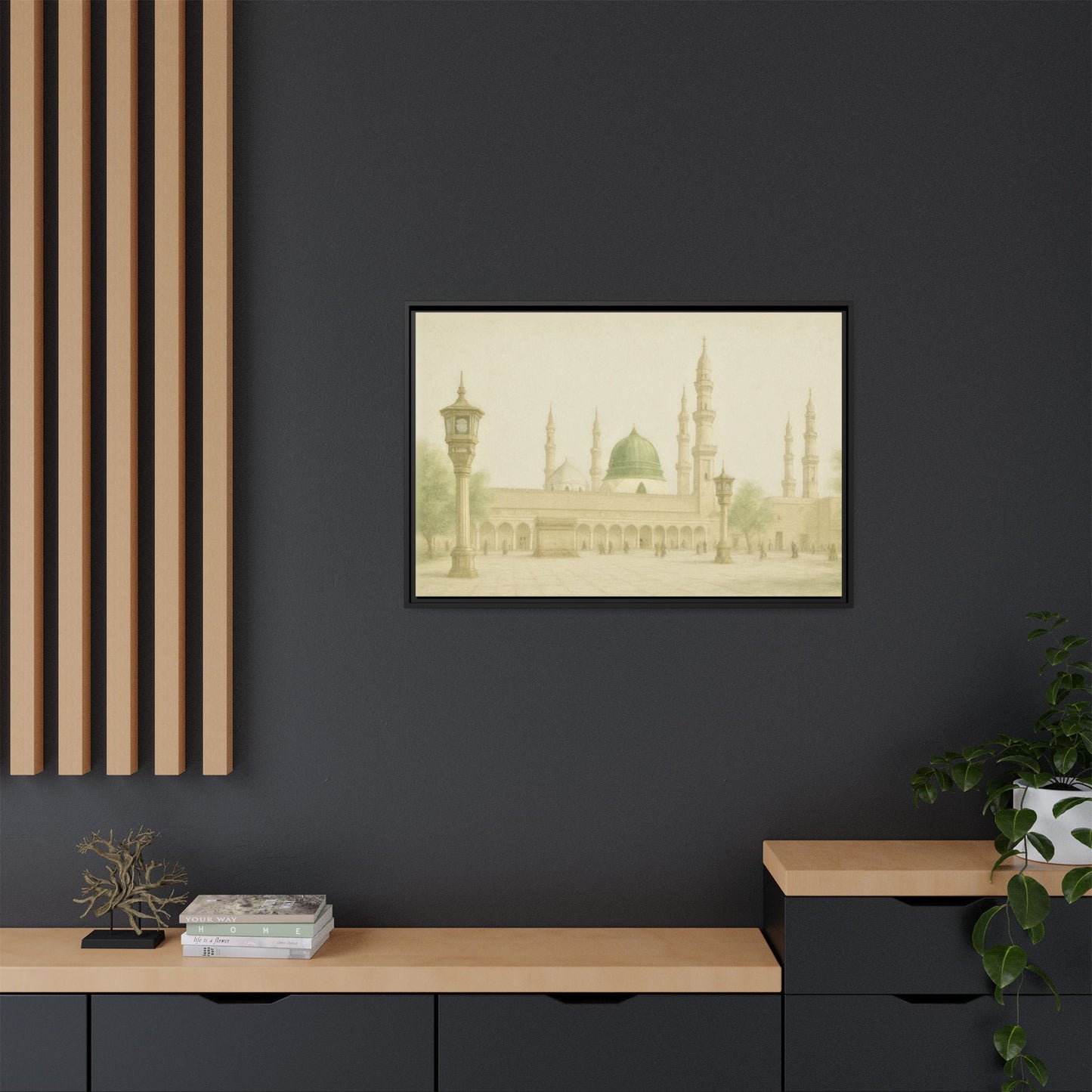 Masjid An-Nabawi Medina – Green Dome Framed Canvas