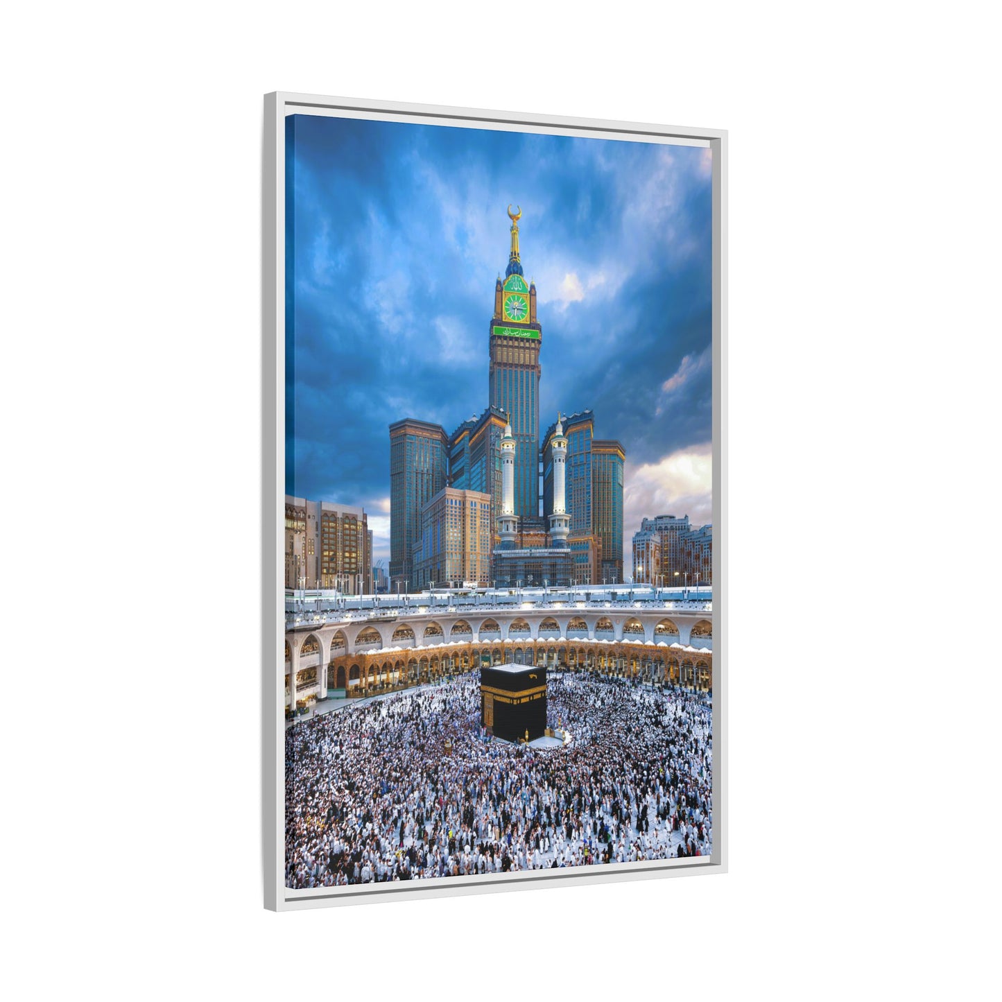 Kaaba & Clock Tower – Classic Makkah Framed Canvas