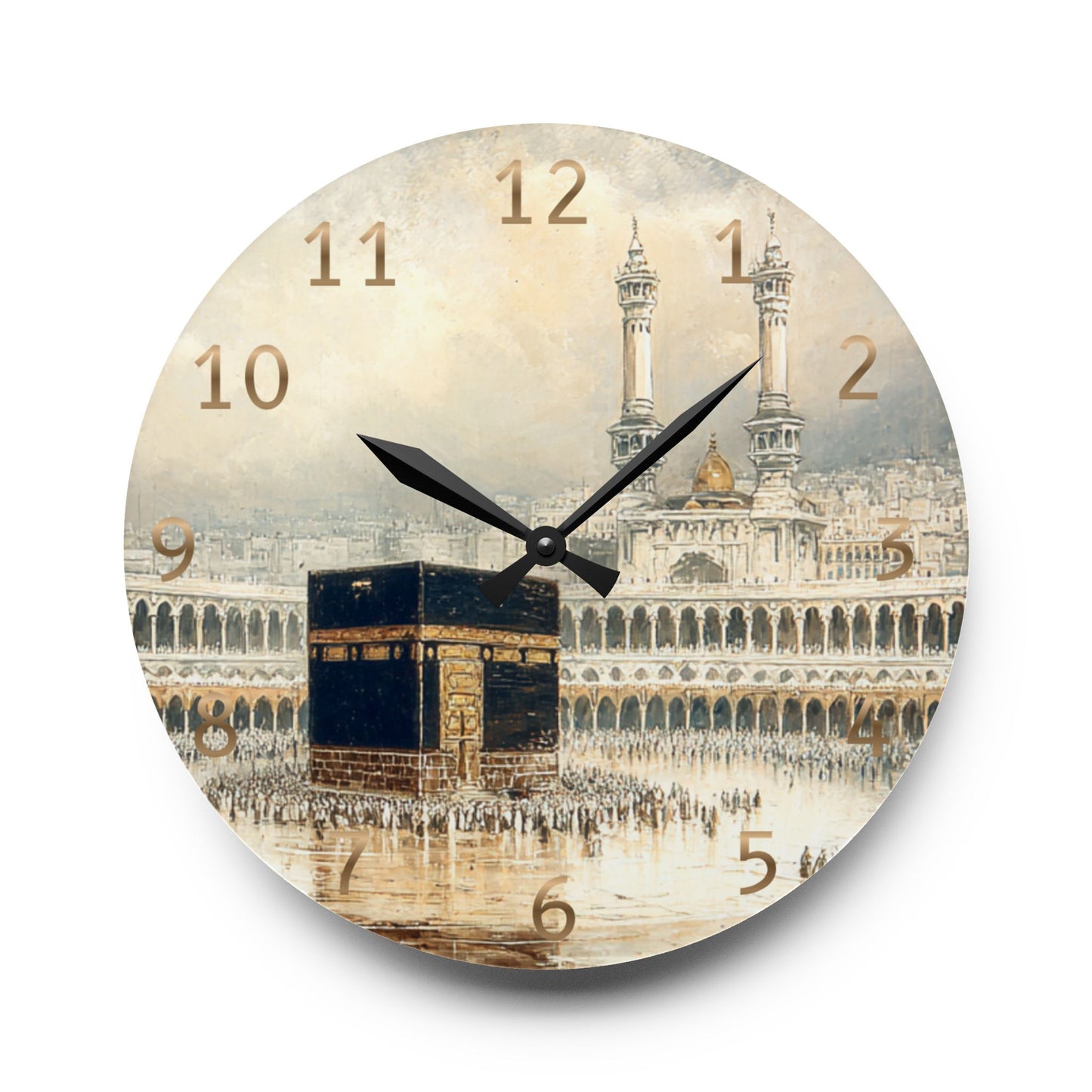 Kaaba Acrylic Wall Clock - English Numerals
