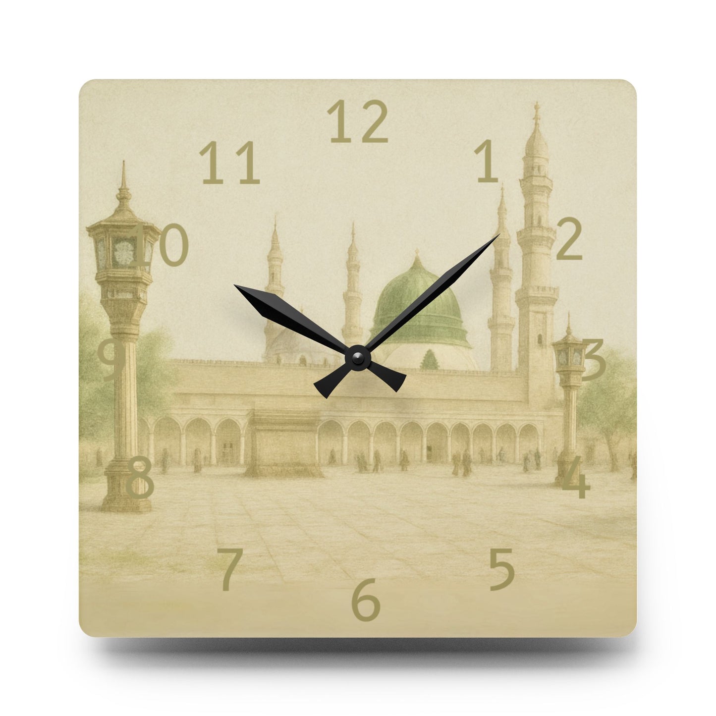 Masjid Nabawi Acrylic Wall Clock - English Numerals