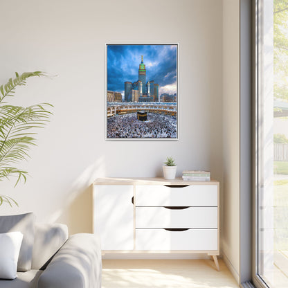 Kaaba & Clock Tower – Classic Makkah Framed Canvas