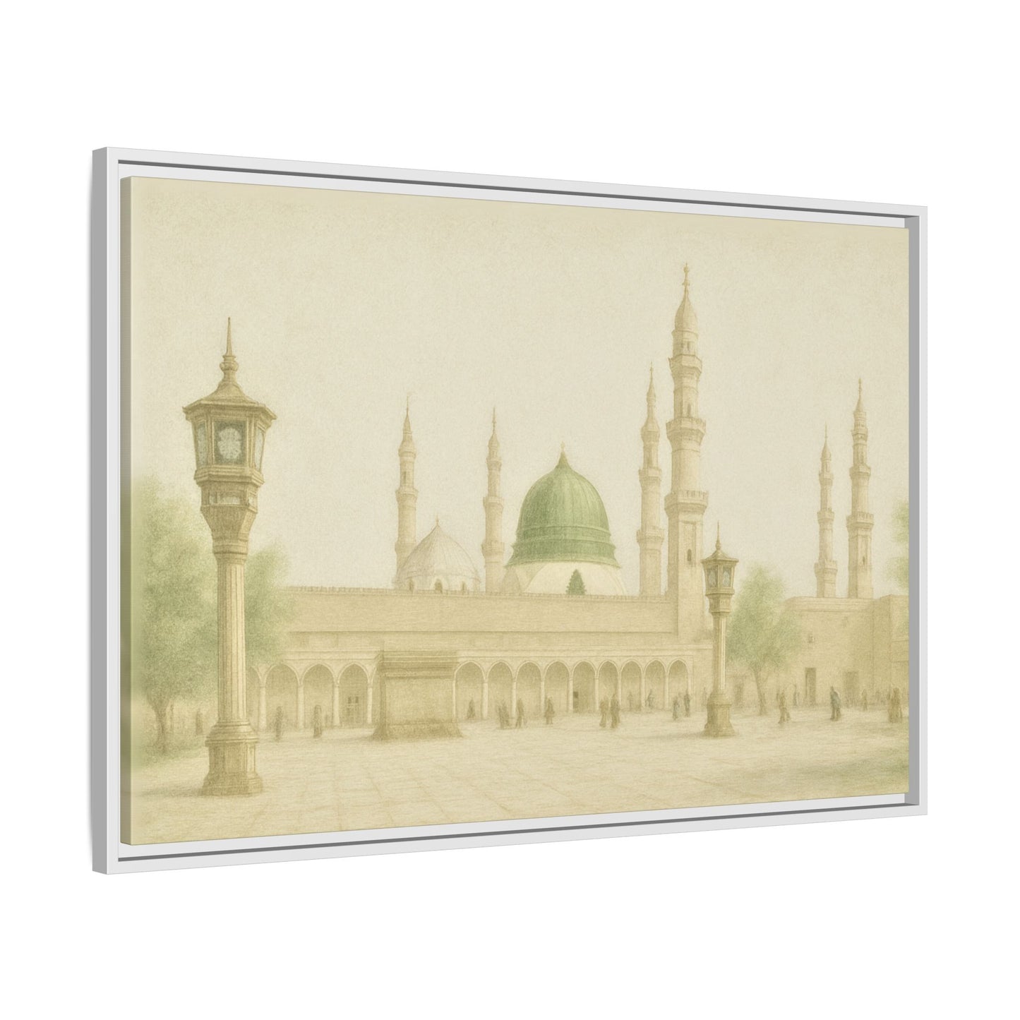 Masjid An-Nabawi Medina – Green Dome Framed Canvas
