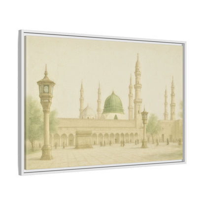 Masjid An-Nabawi Medina – Green Dome Framed Canvas