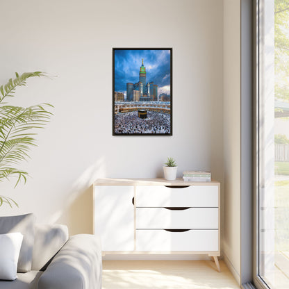 Kaaba & Clock Tower – Classic Makkah Framed Canvas