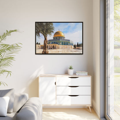 Dome of the Rock – Golden Dome & Olive Trees Framed Canvas