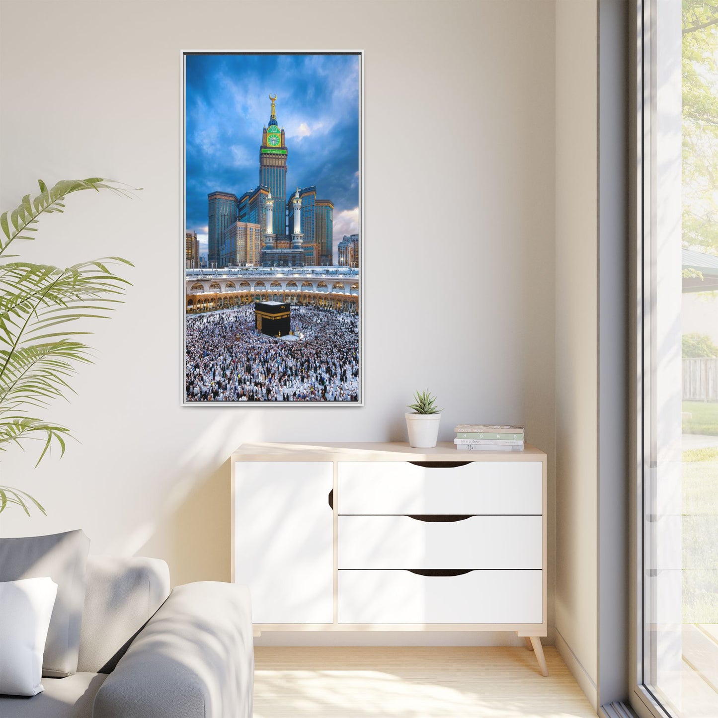 Kaaba & Clock Tower – Classic Makkah Framed Canvas