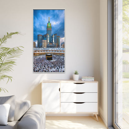 Kaaba & Clock Tower – Classic Makkah Framed Canvas