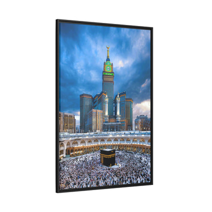 Kaaba & Clock Tower – Classic Makkah Framed Canvas