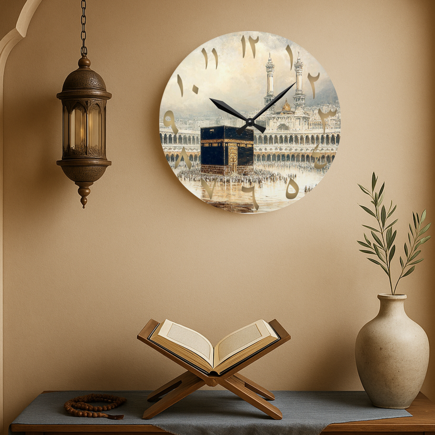 Kaaba Acrylic Wall Clock - Arabic Numerals