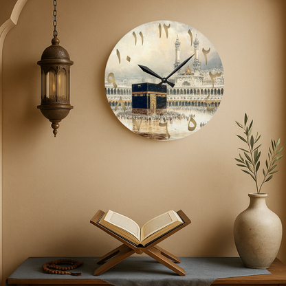 Kaaba Acrylic Wall Clock - Arabic Numerals