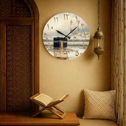 Kaaba Acrylic Wall Clock - Arabic Numerals