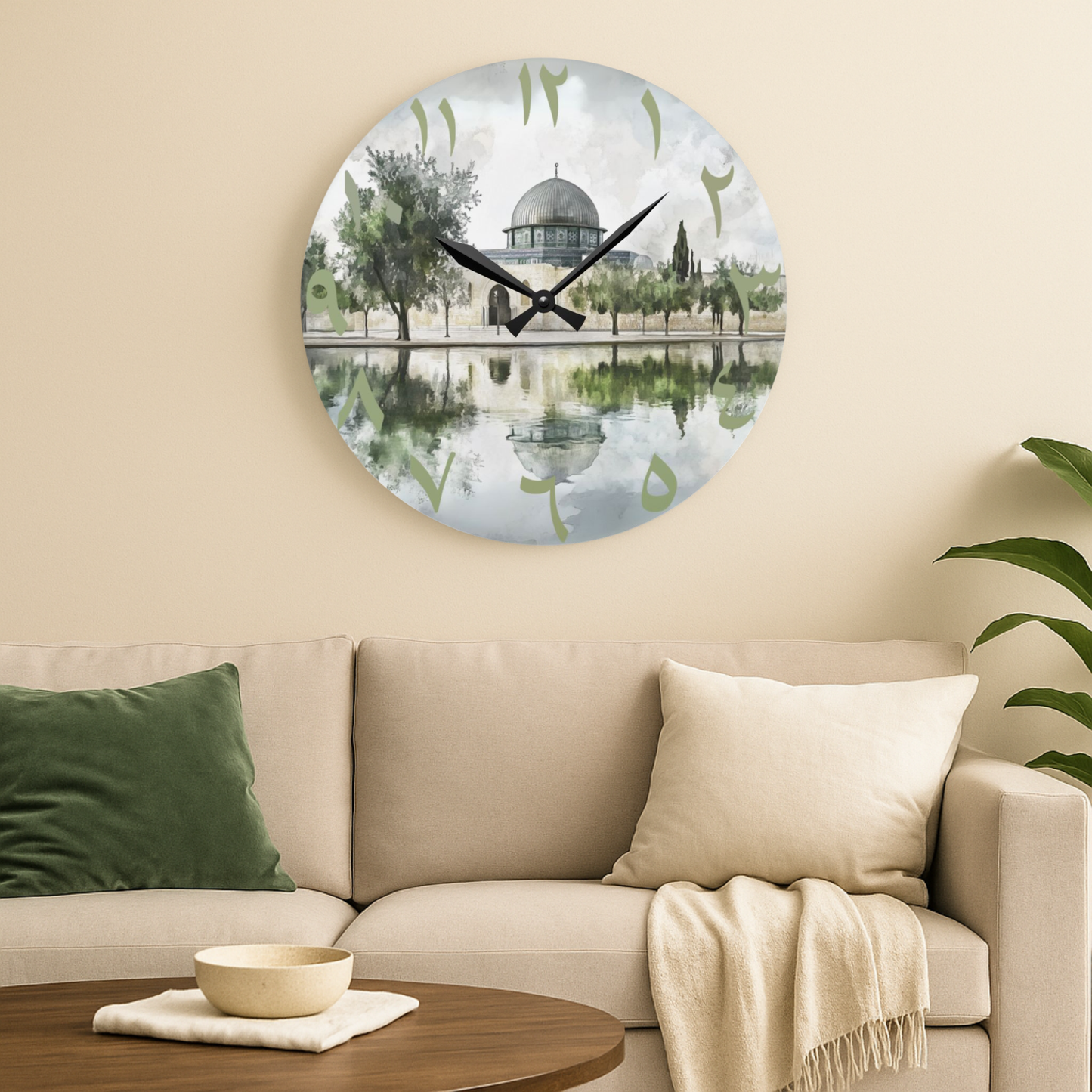 Masjid Al Aqsa Acrylic Wall Clock - Arabic Numerals