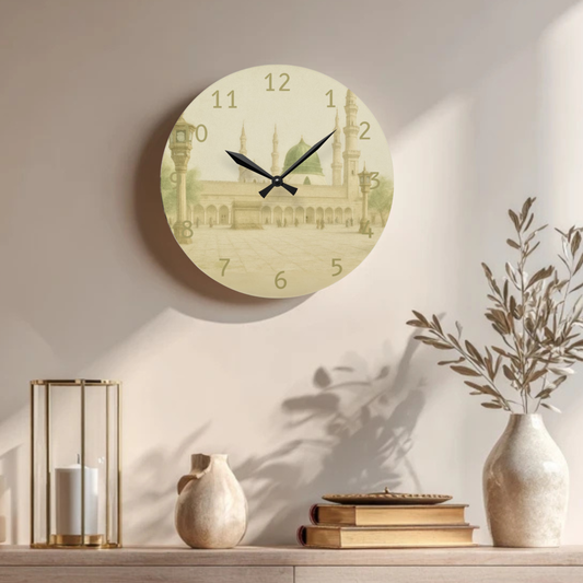 Masjid Nabawi Acrylic Wall Clock - English Numerals