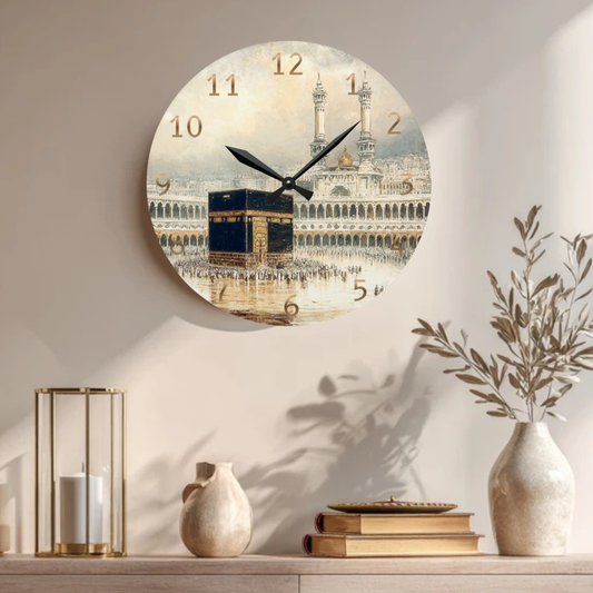 Kaaba Acrylic Wall Clock - English Numerals