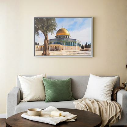 Dome of the Rock – Golden Dome & Olive Trees Framed Canvas