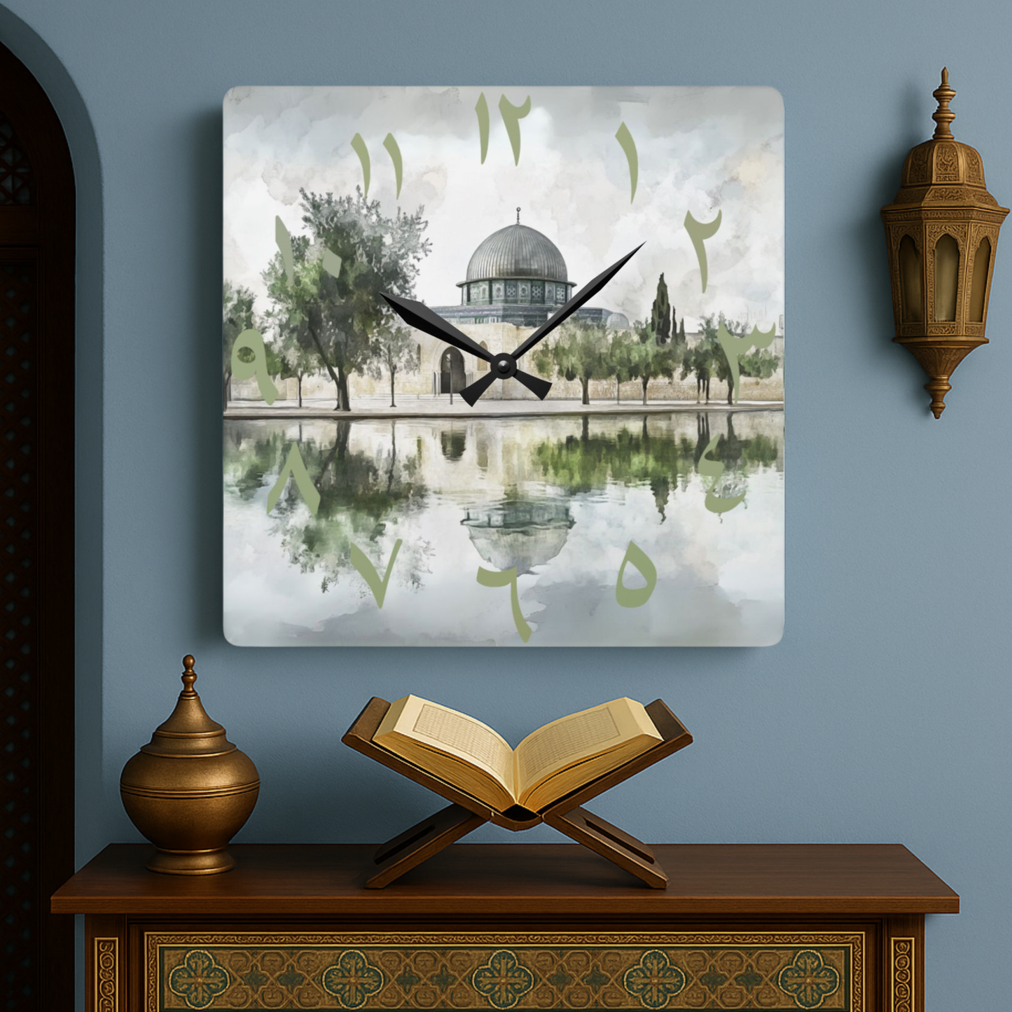 Masjid Al Aqsa Acrylic Wall Clock - Arabic Numerals