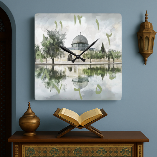 Masjid Al Aqsa Acrylic Wall Clock - Arabic Numerals