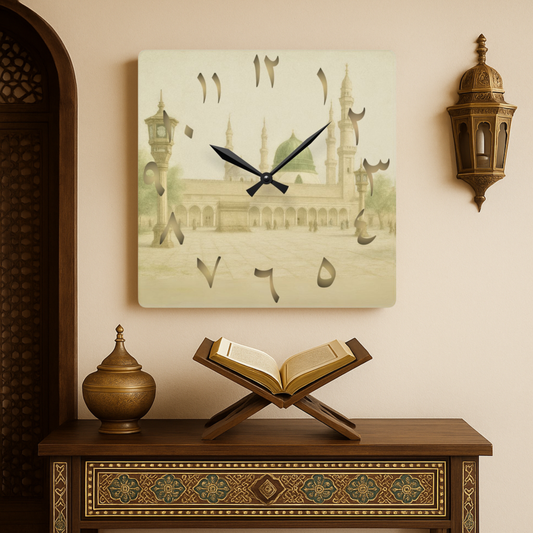 Masjid Nabawi Acrylic Wall Clock - Arabic Numerals