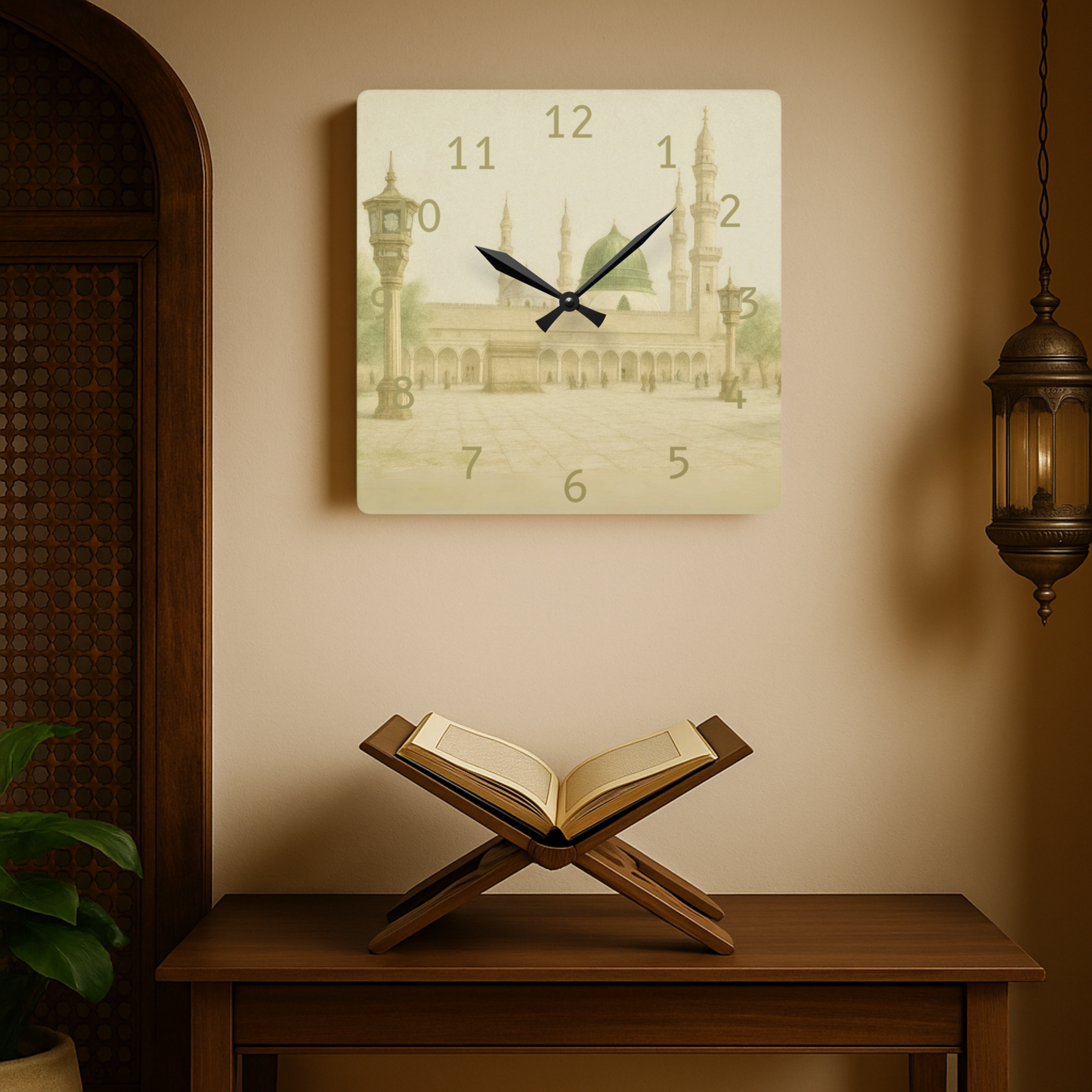 Masjid Nabawi Acrylic Wall Clock - English Numerals