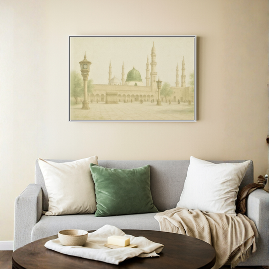 Masjid An-Nabawi Medina – Green Dome Framed Canvas