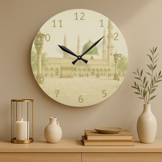 Masjid Nabawi Acrylic Wall Clock - English Numerals