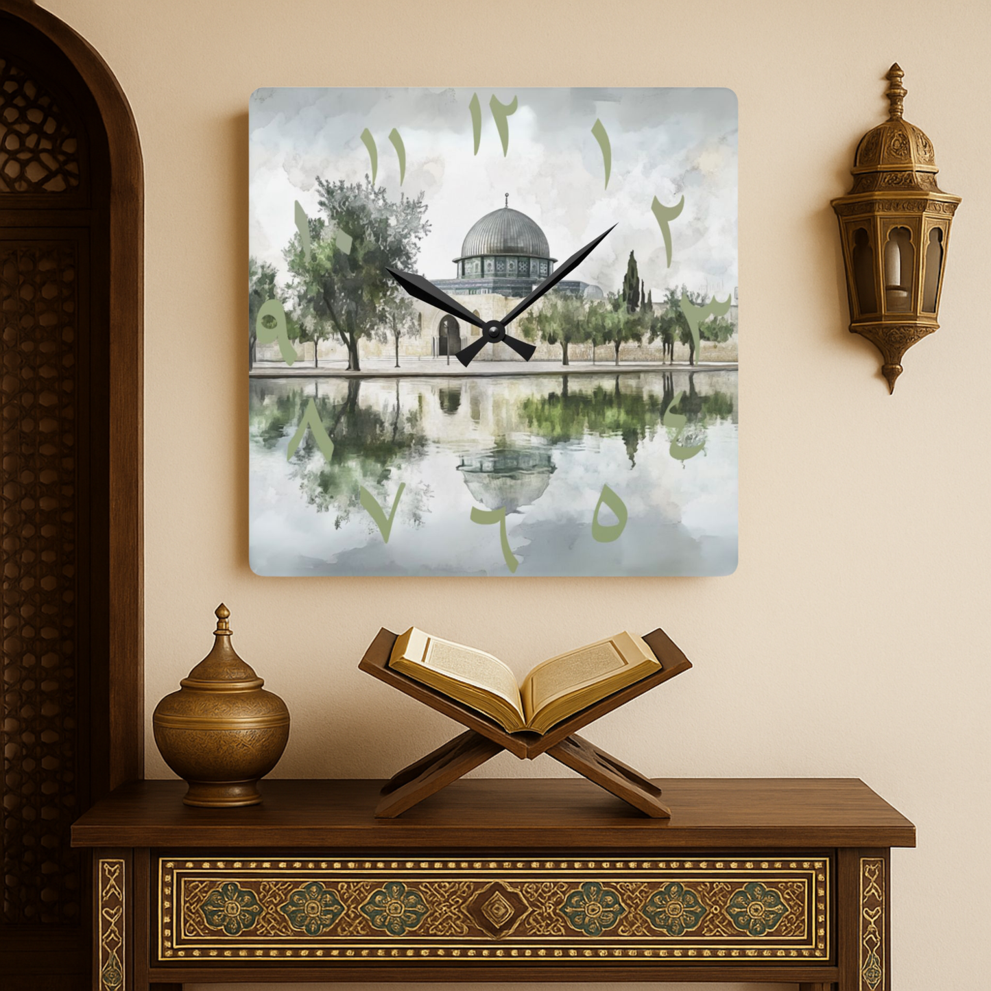 Masjid Al Aqsa Acrylic Wall Clock - Arabic Numerals