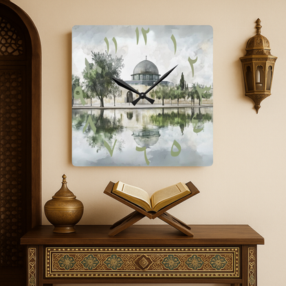 Masjid Al Aqsa Acrylic Wall Clock - Arabic Numerals