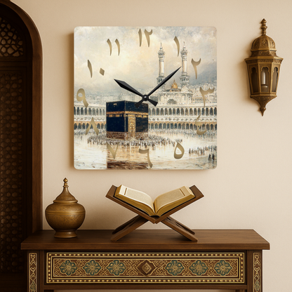 Kaaba Acrylic Wall Clock - Arabic Numerals