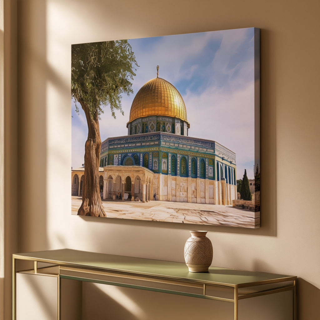 Golden Dome of Rock Masjid – Islamic Art Canvas