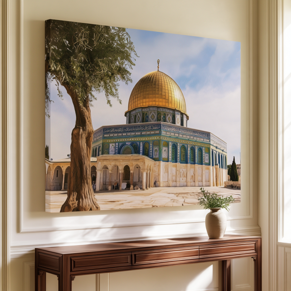 Golden Dome of Rock Masjid – Islamic Art Canvas