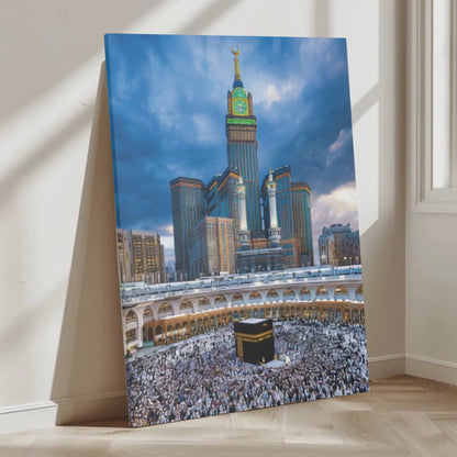 Majestic Kaaba Canvas – Mecca Clock Tower Wall Art (1.25" Depth)