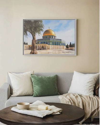 Dome of the Rock – Golden Dome & Olive Trees Framed Canvas